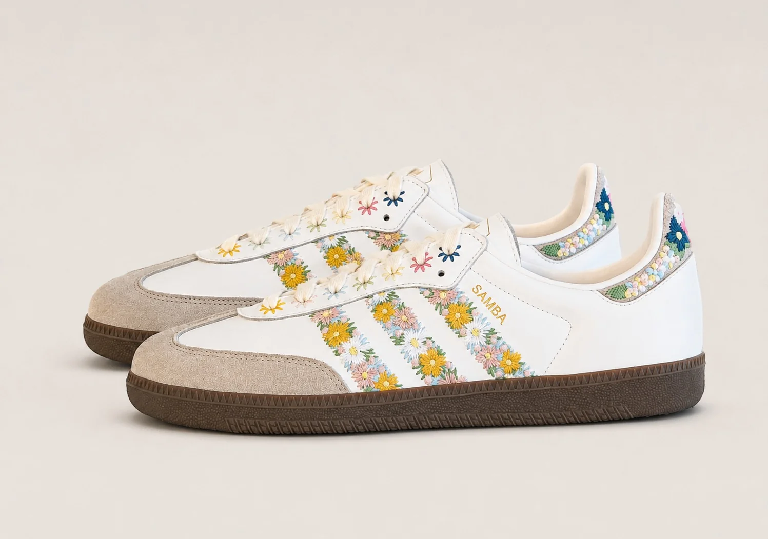 Adidas Samba OG Satin - White / Floral Cloud Clear Granite - Image 4