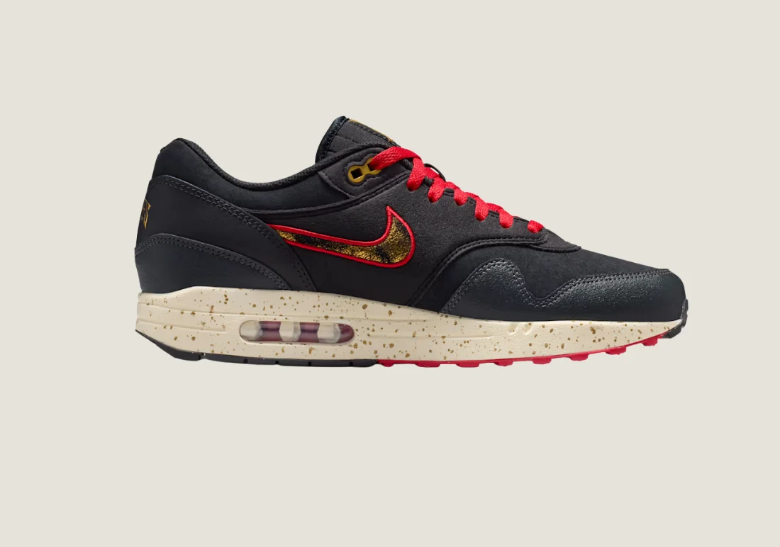 Nike Air Max 1 - "Pirates" Black / Coconut Milk / Gym Red