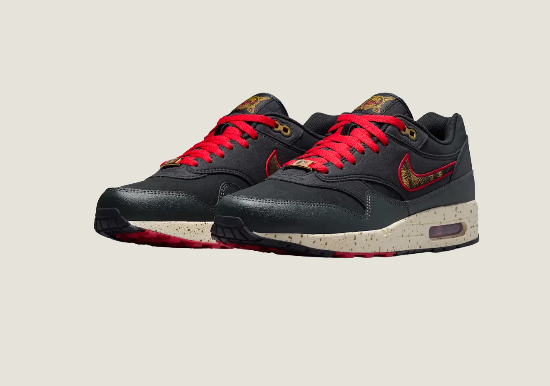 Nike Air Max 1 - "Pirates" Black / Coconut Milk / Gym Red - Image 2
