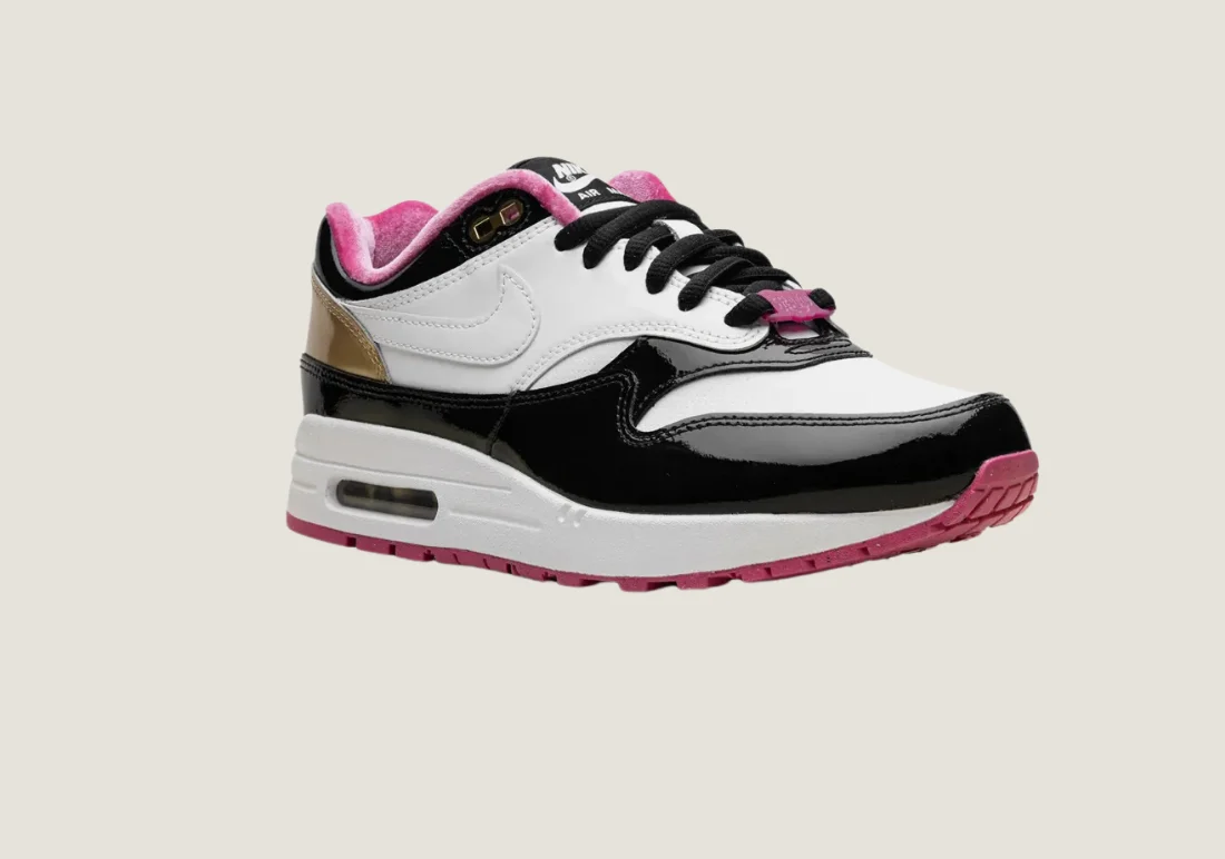 Nike Air Max 1 - "Grand Piano" White / Black / Metallic Gold / Pink - Image 2