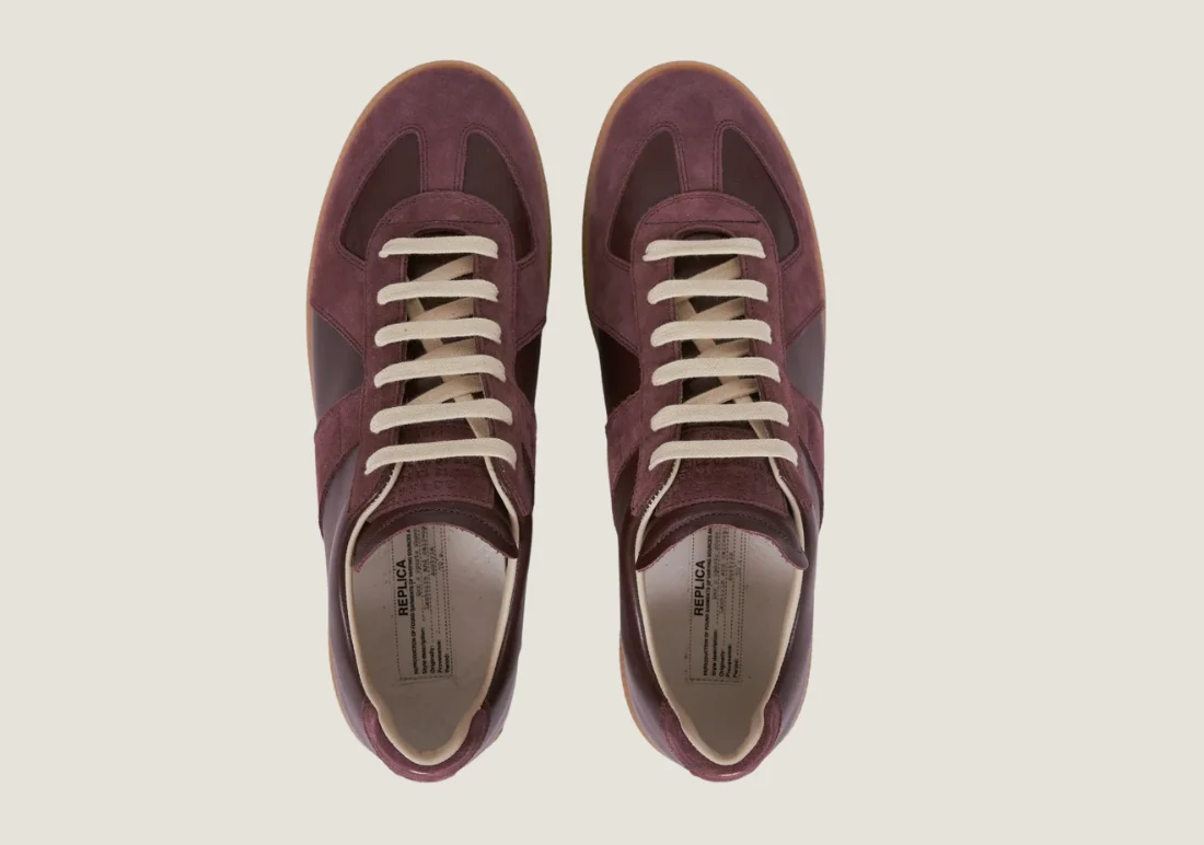Maison Margiela Replica - Nappa Leather & Suede / Burgundy / Honey Sole - Image 4