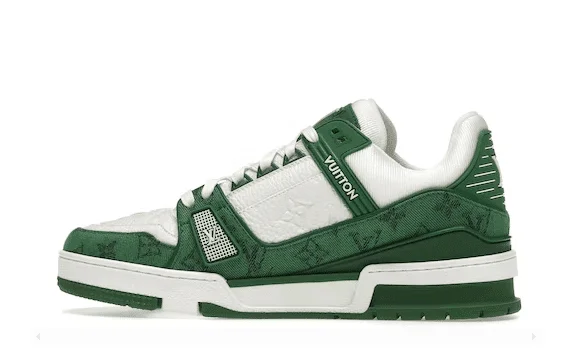 LV – TRAINER GREEN MONOGRAM DENIM WHITE