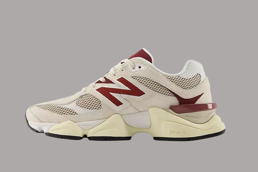New Balance 9060 - Linen With Monarch Burgundy - Image 3